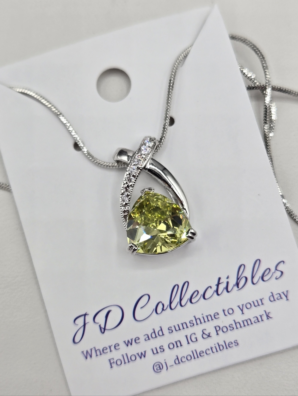 Swarovski Crystal Elements Silver Statement Necklace Citrine Yellow 18 - 20 inch